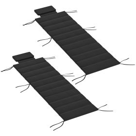 Foldable Chaise Lounge Cushion Set of 2, Outdoor Lounge Chair Cushion Set, UPF50+ 230gsm Olefin, 80"x26", Black