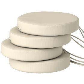 Patio Chair Cushions Set of 4 Round Seat Cushions for Dining Bistro Chairs Machine Washable, 15"x15"x3", Cream White