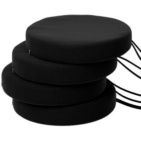Patio Chair Cushions Set of 4 Round Seat Cushions for Dining Bistro Chairs Machine Washable, 15"x15"x3", Black