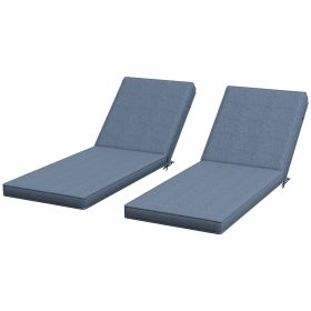 Patio Chaise Lounge Chair Cushions; Blue, Comfortable with Backrests, Ties