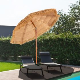 6.5' Portable Thatched Tiki Beach Umbrella with Adjustable Tilt