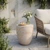 Outdoor/Indoor Lightweight Concrete Side Table,Travertine Finish