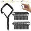 Screw Hooks 1.65" Small Metal Ceiling Hooks for Outdoor String Lights, Wind Chimes, Lanterns, and Hanging Decorations; Indoor/Outdoor