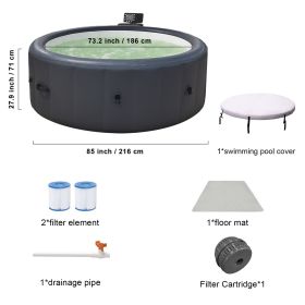 Grey 216* 71cm hot tub. A swimming pool with heating, bubble massage, ambient lighting, filtration