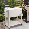 80QT 87.5*38.5*91cm Rectangular Plastic Box Iron Leg Tube Freezer Insulation Freezer Insulation Cart Milk White Color