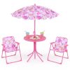 Kids Picnic Table Set with Adjustable Umbrella 3PCS Outdoor Furniture for Ages 3-6