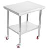 Stainless Steel Table, 24 x 30 Inches Food Prep Worktable with Wheels