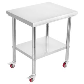 Stainless Steel Table, 24 x 30 Inches Food Prep Worktable with Wheels