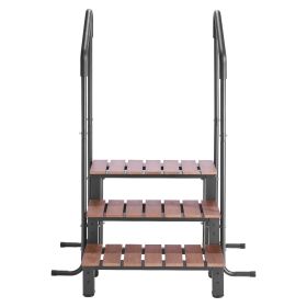 Hot Tub Steps with Handrail, 3-Step Spa Outdoor Stairs, Heavy Duty 25.2" Wide Above-Ground/Inflatable Pool Ladder with 550 lbs Weight Capacity