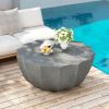 35.43" Modern Outdoor and Indoor Waterproof Coffee Table, Durable MgO Cement Design, Suitable for Terraces, Gardens