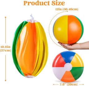 Rainbow Beach Balls Inflatable Swimming Pool Toys for Summer Water Games Kids Birthday Party Supplies Combo Set Include Inflatable Beach Balls
