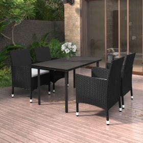 Garden Dining Set; Black PE Rattan, Medium Durable