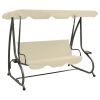 Outdoor Swing Bench with Canopy, Sand White