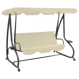 Outdoor Swing Bench with Canopy, Sand White