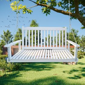 Front Porch Swing with Armrests, Wood Bench Swing with Hanging Chains for Outdoor Patio, Garden, Yard, Porch, Backyard, or Sunroom, Easy to Assemble