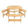 Kids Outdoor Wooden Picnic Table and Bench Set with Umbrella Hole
