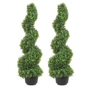 VEVOR 2 pcs. Artificial Boxwood Tower Topiary Spiral Artificial Plant 91cm high Decorative Plant Green Plastic PE Iron Topiary Plants incl. 10 pc