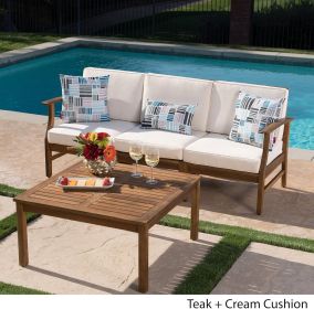 Perla 3-Seater Sofa And Table Set, Cream