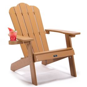 TALE Adirondack Chair Backyard Outdoor Furniture Painted Seating with Cup Holder; All-Weather and Fade-Resistant Plastic Wood for Lawn/Patio