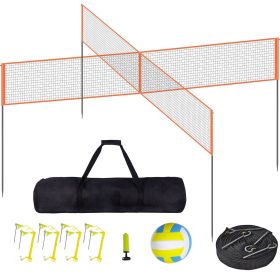 4-Way Volleyball Net, Adjustable Height Badminton Net Set for Backyard Beach Lawn, Outdoor Portable Volleyball Net with Carrying Bag