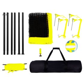 Outdoor Portable Volleyball Net System, Adjustable Height Steel Poles, Professional Volleyball Set with PVC Volleyball, Pump, Carrying Bag