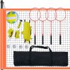 Volleyball and Badminton Set, Outdoor Portable Badminton Net, Adjustable Height Steel Poles, Professional Combo Set with PVC Volleyball, Pump