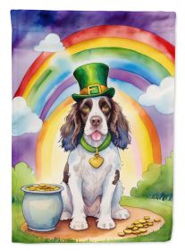 English Springer Spaniel St Patrick's Day House Flag Large Porch Sleeve Pole Decorative Outside Yard Banner Artwork Wall Hanging, Polyester