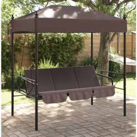 Garden Swing Bench Coffee brown Powder-coated steel, Polyester