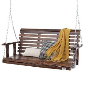 VEVOR Wooden Porch Swing 4.5 ft, Patio Bench Swing for Courtyard & Garden, Upgraded 880 lbs Strong Load Capacity