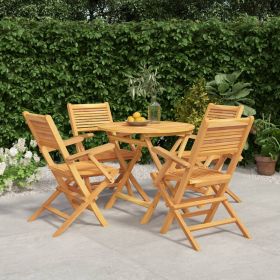 Garden Dining Set Teak Solid Teak Wood Medium Foldable