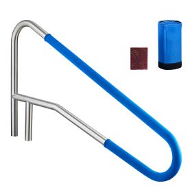 Pool Rail, 54 x 32 inch Pool Handrail, 220 lbs Load Capacity Heavy Duty 304 Stainless Steel Swimming Handrail, Detachable Nonslip Sleeve