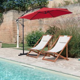 1-Piece 10FT Classic Hanging Umbrella; Patio Shade Offset Outdoor Market Umbrella with Cross Base; Waterproof, UV Protection, Burgundy