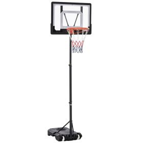 Adjustable Basketball Hoop Stand 5.1ft-6.9ft with Wheels & 33Inch Backboard for Kids Teen Indoor Outdoor