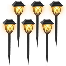 6-Pack Solar Powered Stake Light Outdoor Decorative Landscape Lamp IP45 Waterproof Auto On Off Outdoor Light for Pathway Garden Yard Patio