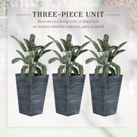 Set of 3 Tall Planters with Drainage Hole, 24" Outdoor Flower Plant Pots, Indoor Planters for Porch/Front Door/Entryway/Patio/Deck, Gray