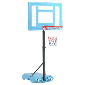 Poolside Basketball Hoop Stand, 36.5"-48.5" Height Adjustable Portable Hoop System w/ Clear Backboard & Fillable Base for Whole Family, Blue, Bla