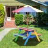 1PC Outdoor 4-Seat Kids Picnic Table Bench Set with Removable Umbrella
