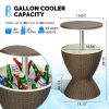 Outdoor Cooler Table, Height-Adjustable Outdoor Cool Bar w/8 Gallon Beer and Wine Cooler