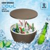 Outdoor Cooler Table, Height-Adjustable Outdoor Cool Bar w/8 Gallon Beer and Wine Cooler