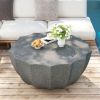 35.43" Modern Outdoor and Indoor Waterproof Coffee Table, Durable MgO Cement Design, Suitable for Terraces, Gardens