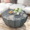 35.43" Modern Outdoor and Indoor Waterproof Coffee Table, Durable MgO Cement Design, Suitable for Terraces, Gardens