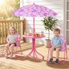 Kids Picnic Table Set with Adjustable Umbrella 3PCS Outdoor Furniture for Ages 3-6