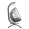 2 Person Indoor/Outdoor Patio Wicker Hanging Egg Swing Chair with Stand for Bedroom/Living Room/Balcony