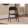 All-Steel Metal Folding Chair, Double Braced, Black (Set of 4)
