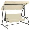Outdoor Swing Bench with Canopy, Sand White