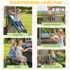 Two-Story Outdoor Playhouse, Wooden Kids Playhouse with Slide, Bench, BBQ Play Kitchen, Ladder, Lookout Platform, Clock