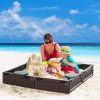 Kids Outdoor Sandbox with Cover, Easy Assembly, Durable Garden Bed for Backyard Fun, Brown