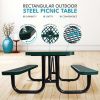 6 ft. Rectangular Outdoor Steel Picnic Table with umbrella pole in Green