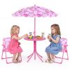 Kids Picnic Table Set with Adjustable Umbrella 3PCS Outdoor Furniture for Ages 3-6