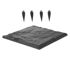 Garden Stepping Stones, 4Pcs 15.5 x 15.5 in, Decorative Stepping Stones with Stakes, Weather-Resistant Plastic Pathway Pavers, Smooth Surface (Color: Gray, Quantity: 4 pcs)